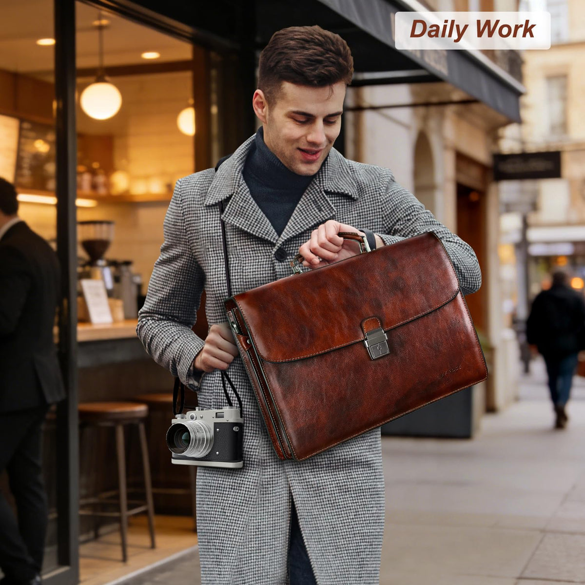 Full Grain Leather Briefcase Y597