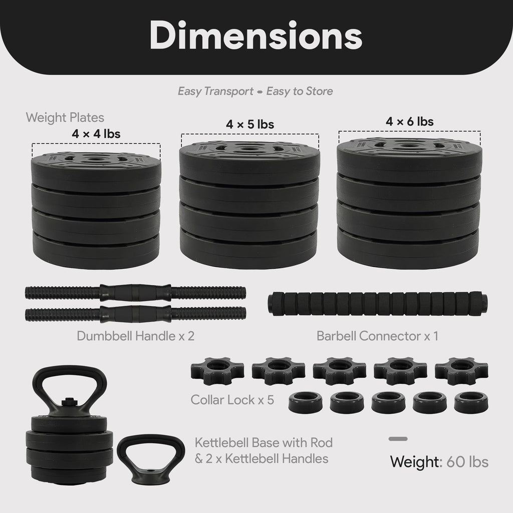 Adjustable Dumbbell Set 60 Lbs Black Q88042