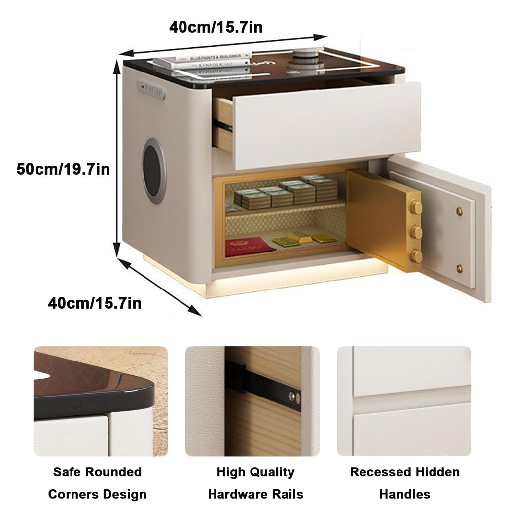 Light Gray Nightstand with Charging Station and USB Ports D812249