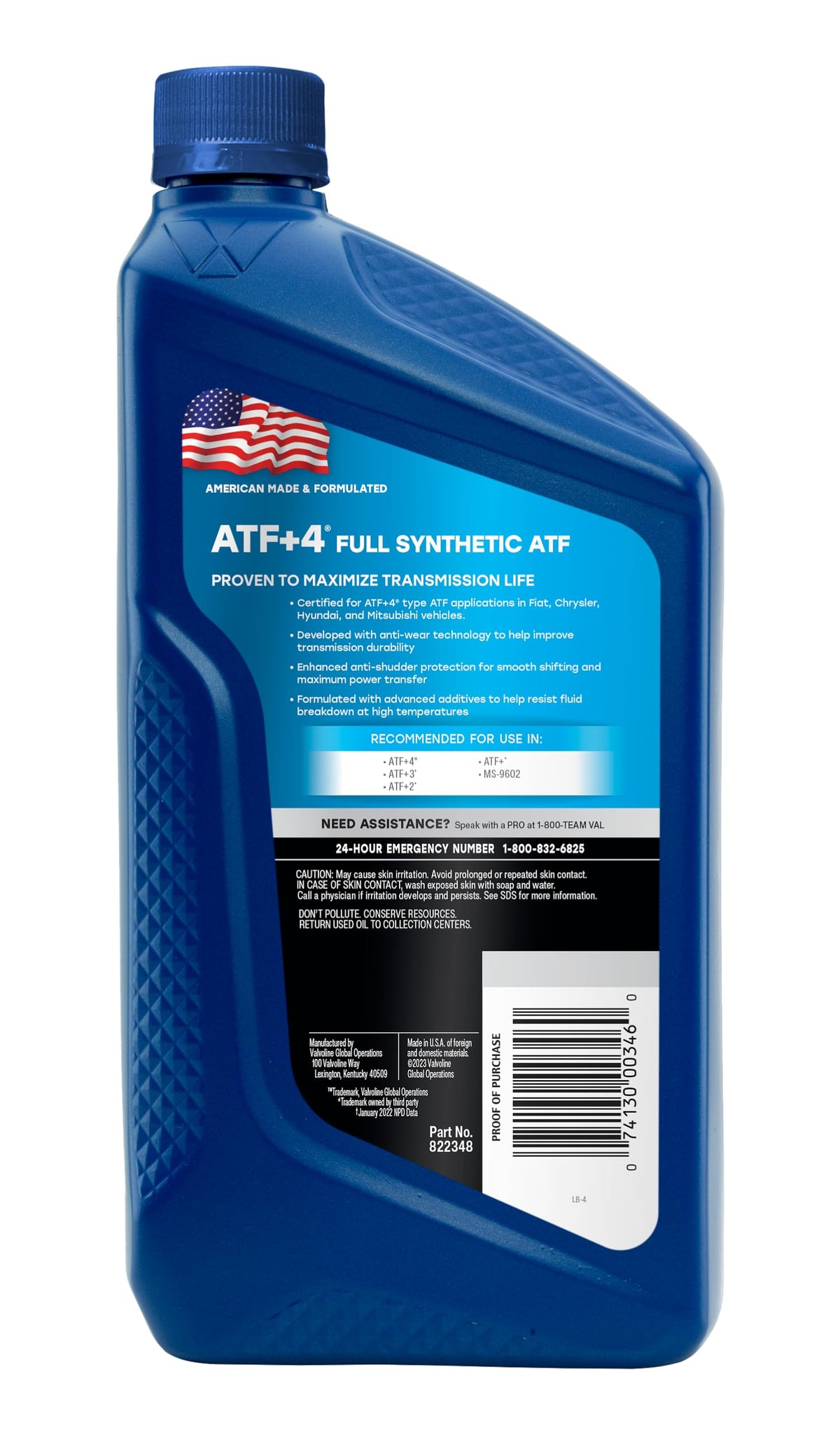 Full Synthetic Automatic Transmission Fluid 1 QT Case of 6 V11642