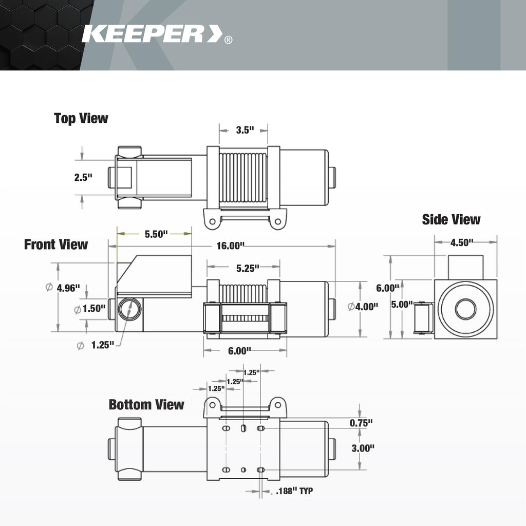 Electric Winch 110/120V AC with Remote 1500 lb. Capacity B84864