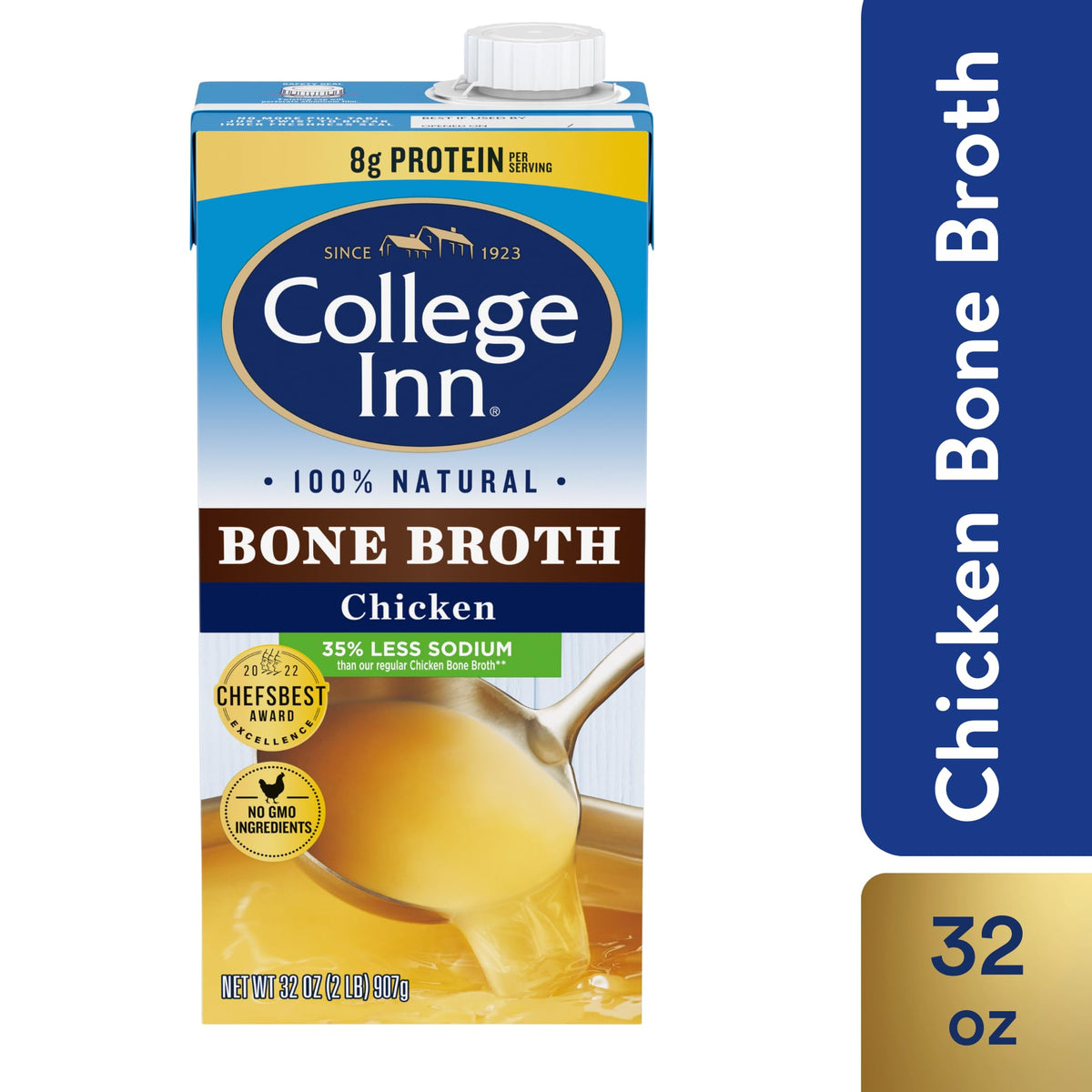 100% Natural Reduced Sodium Chicken Bone Broth 32 Oz (Pack of 12) S112