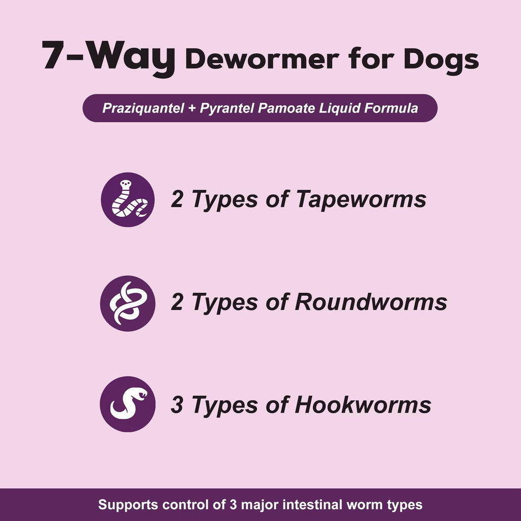 Dog Dewormer Liquid Formula with Praziquantel & Pyrantel Pamoate, 3.38 fl oz Q611