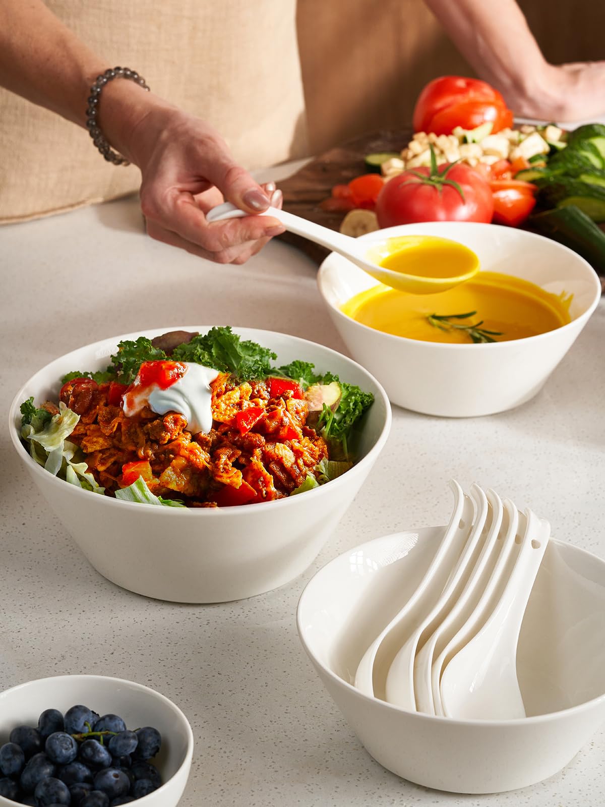 White Ceramic Soup Bowls Set of 4 M7791