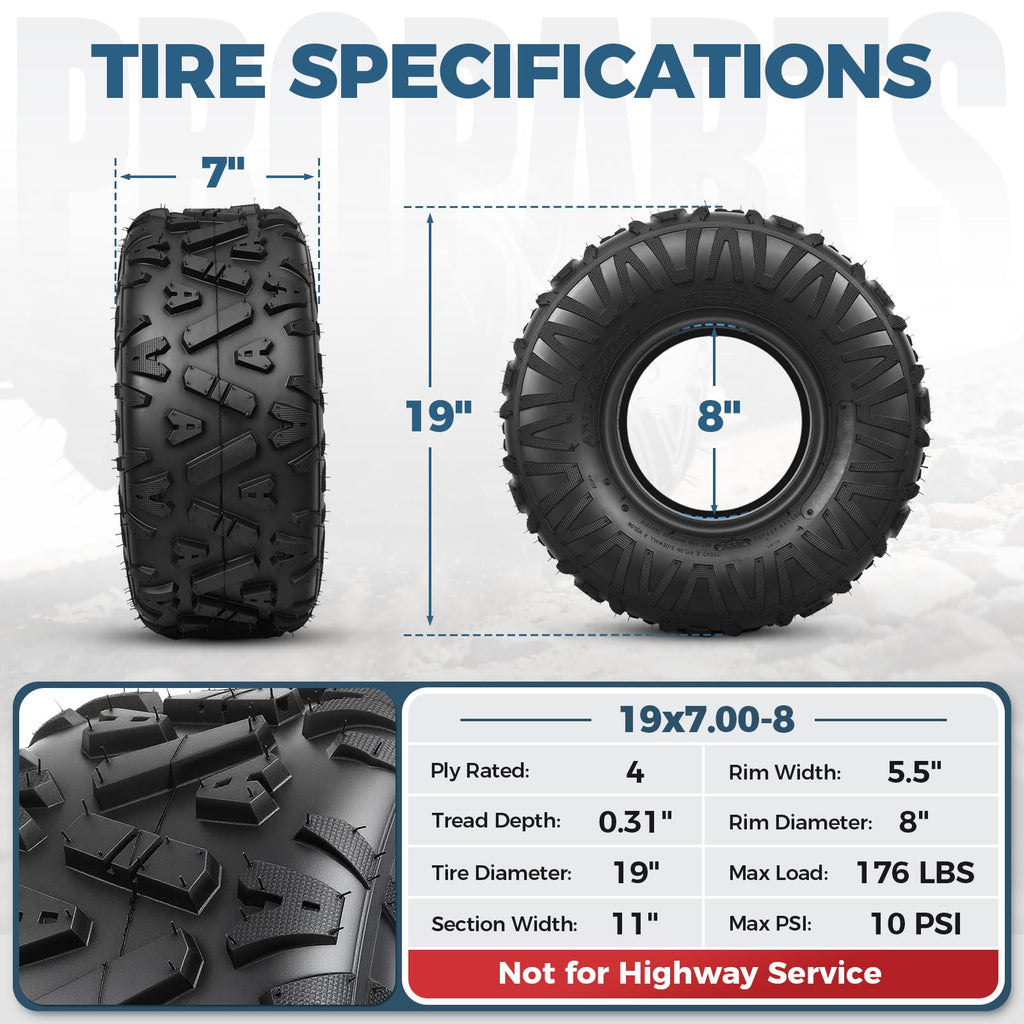 19x7-8 4-Ply All Terrain ATV/UTV Tires Set of 2 Q832075