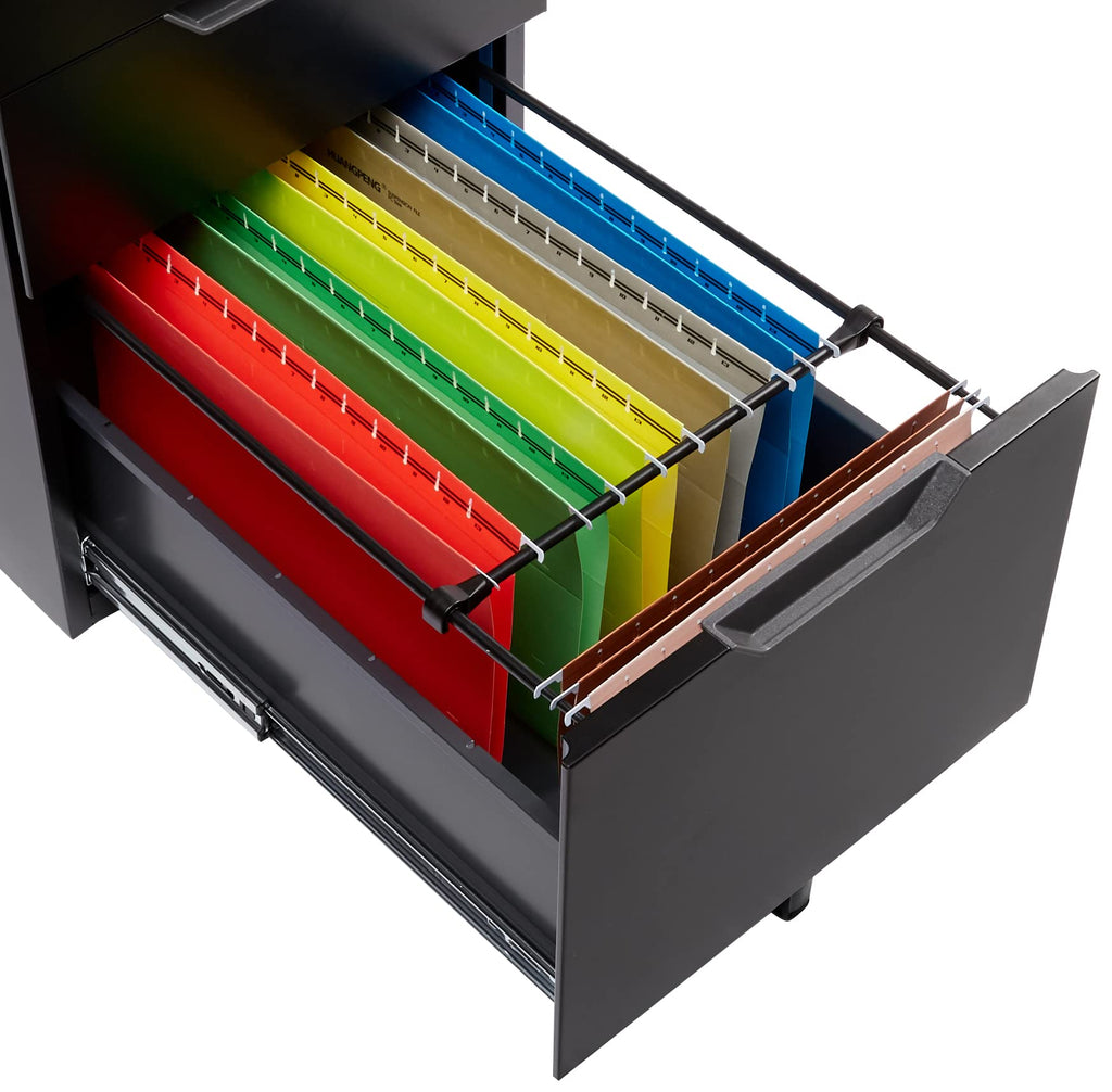3-Drawer Black Mobile File Cabinet with Lock J80904