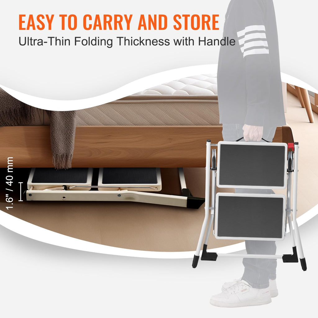 2-Step 330lbs Capacity Folding Steel Step Stool Y27162