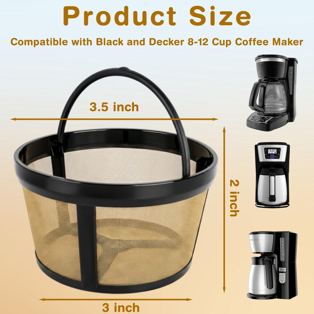3 Pack Reusable 8-12 Cup Coffee Filter Basket C202764