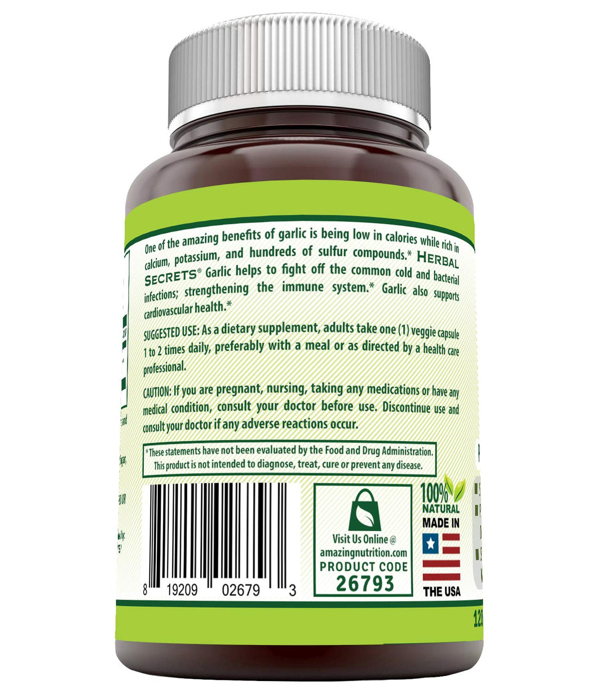 Garlic 500 mg 120 Veggie Capsules Supplement F32766
