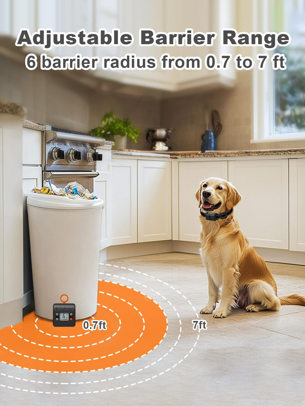 Wireless Rechargeable Indoor Pet Barrier with 6 Adjustable Range O64401
