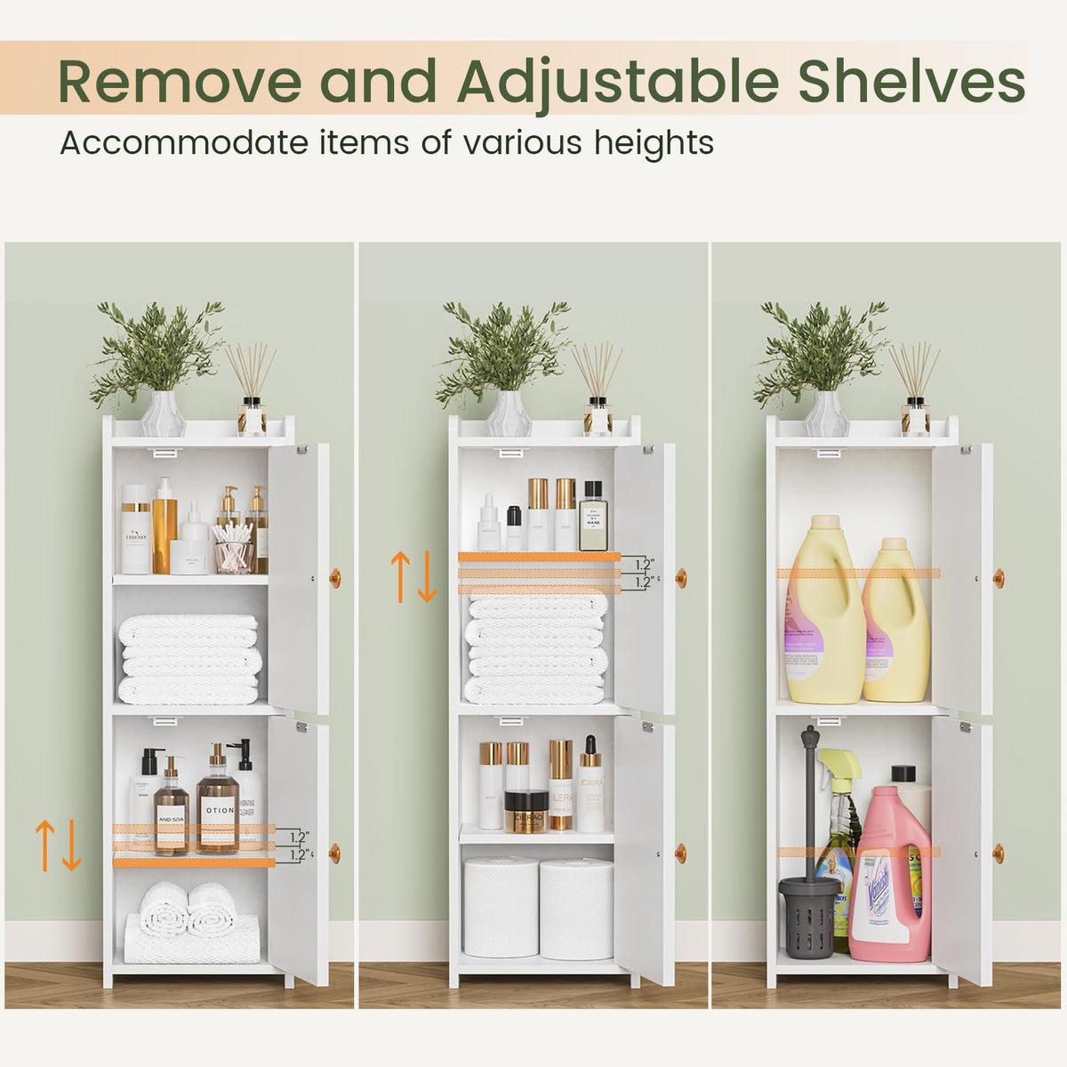 White Bathroom Storage Cabinet with 2 Doors N10603