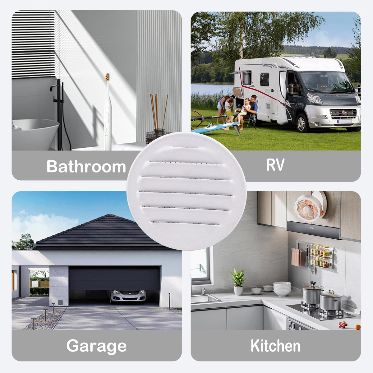 Round Aluminum Louver with Debris Screen, 2 Inches, White, 6-Pack F909906