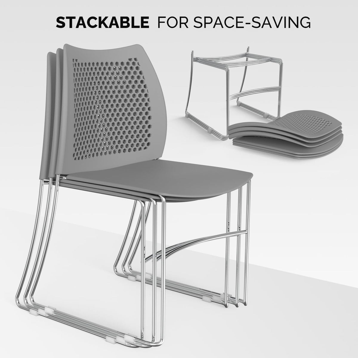 Grey Plastic Stacking Chairs P8889