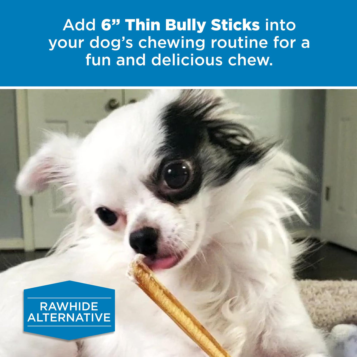 6 Inch Thin Bully Sticks 24 Count Natural Dog Treats K975