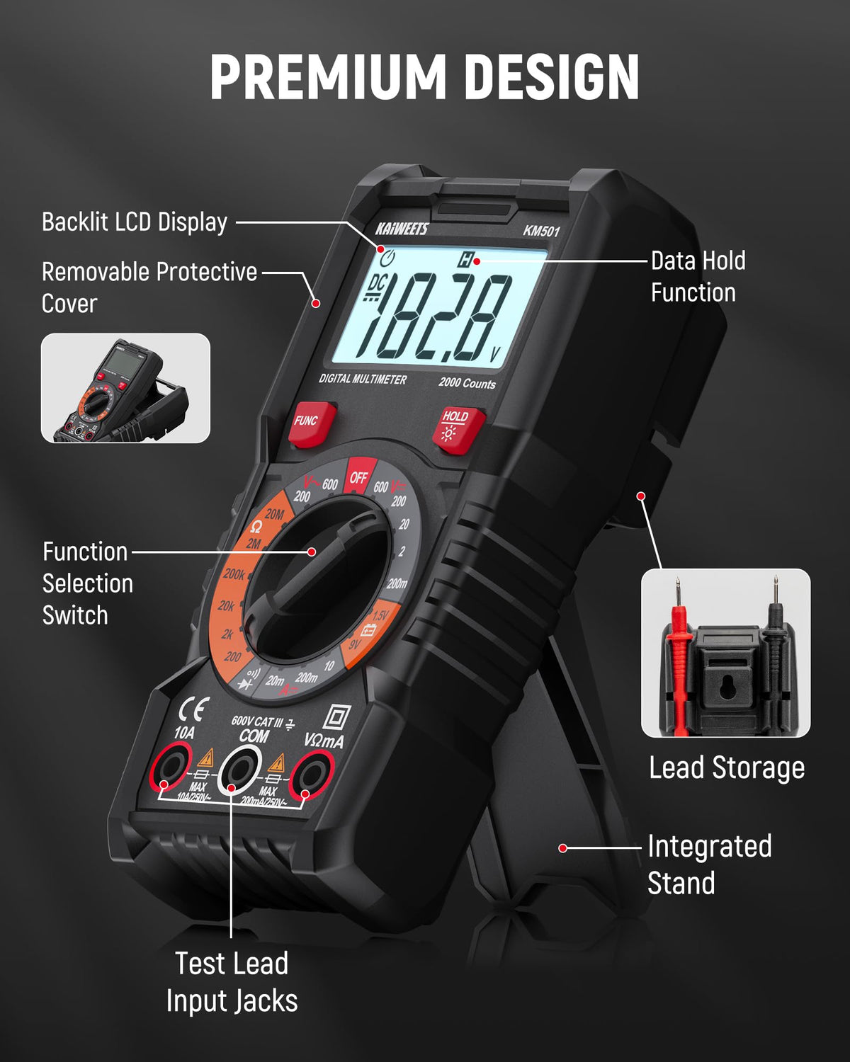Digital Multimeter Non-Contact Voltage Tester GFCI Outlet Tester Kit X97932