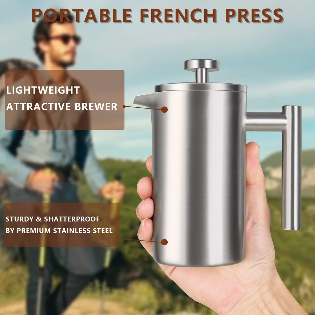 12 OZ Stainless Steel French Press Coffee Maker D3462