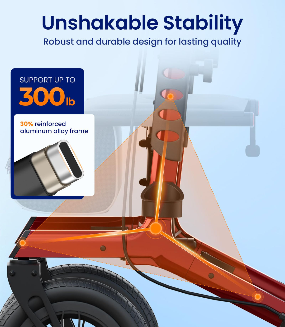 Walkers for Seniors with Seat Outdoor Rollator 12'' All Terrain I9114