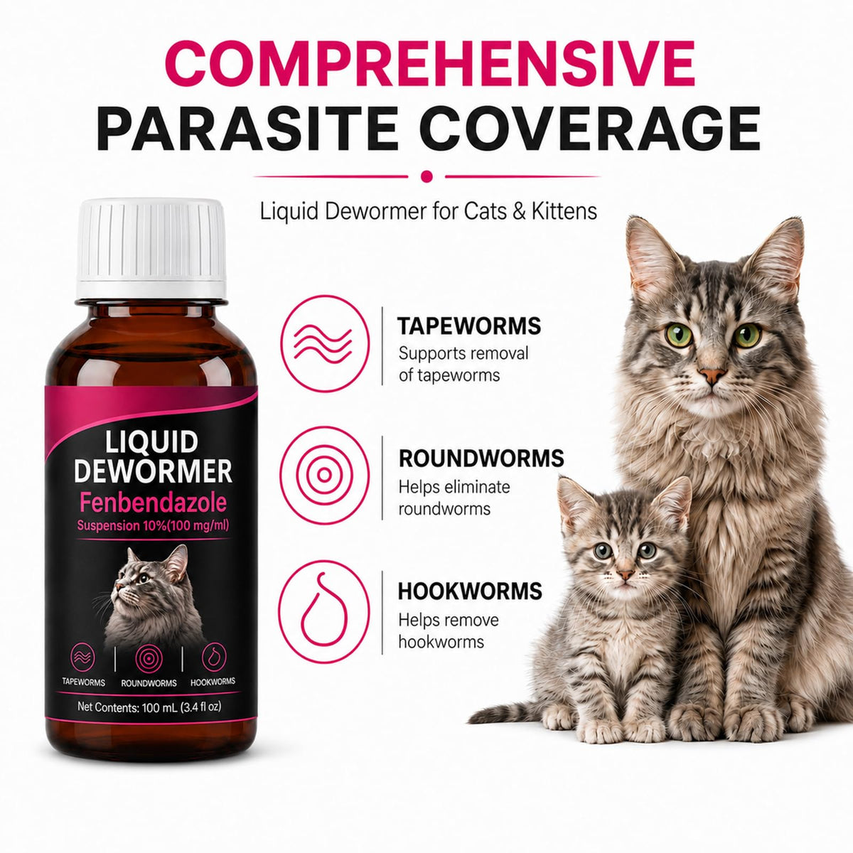 Liquid Dewormer for Cats 100 mg/mL Oral Suspension H844