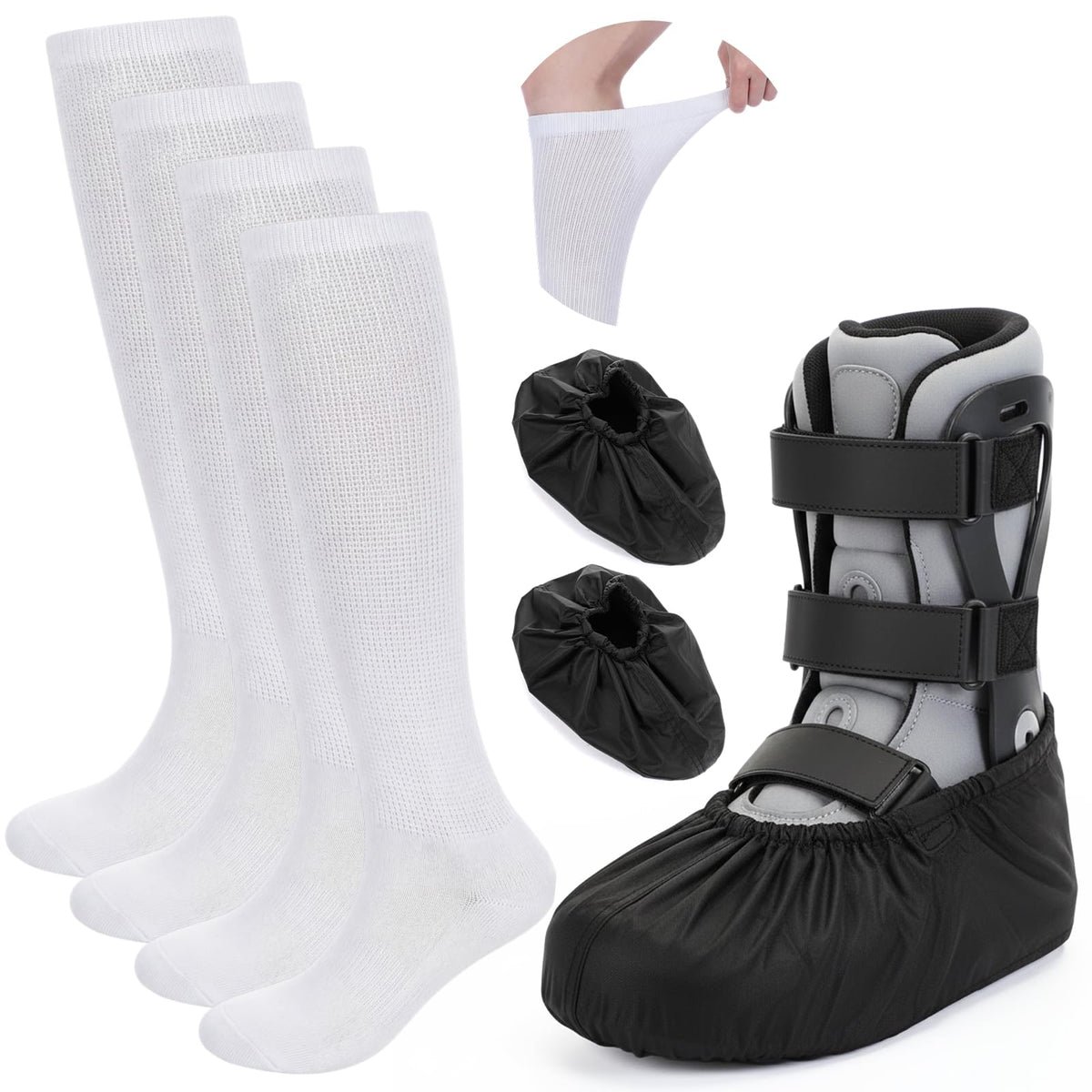 White Waterproof Non Slip Walking Boot Covers 2 Pairs D78571