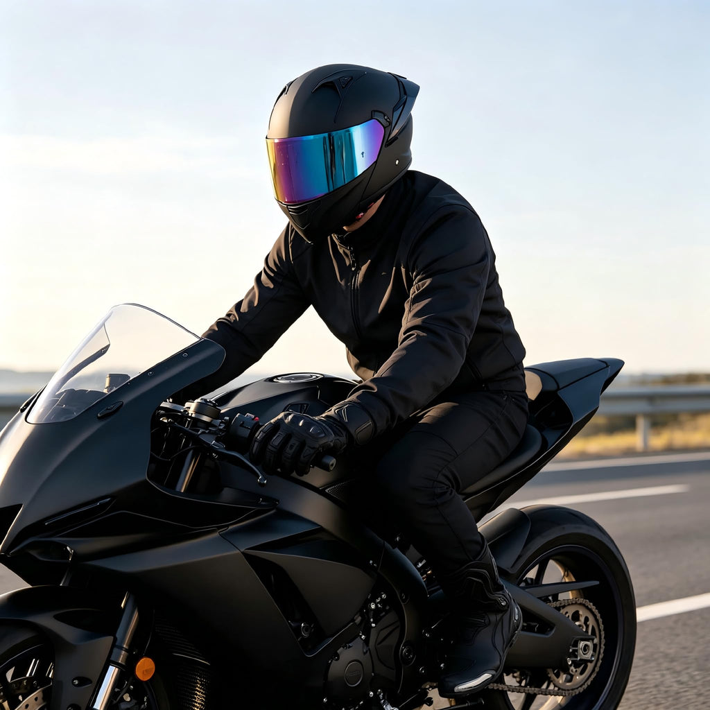 Modular Motorcycle Helmet Dual Visor Flip Up Full Face Matte Black XXL R42039