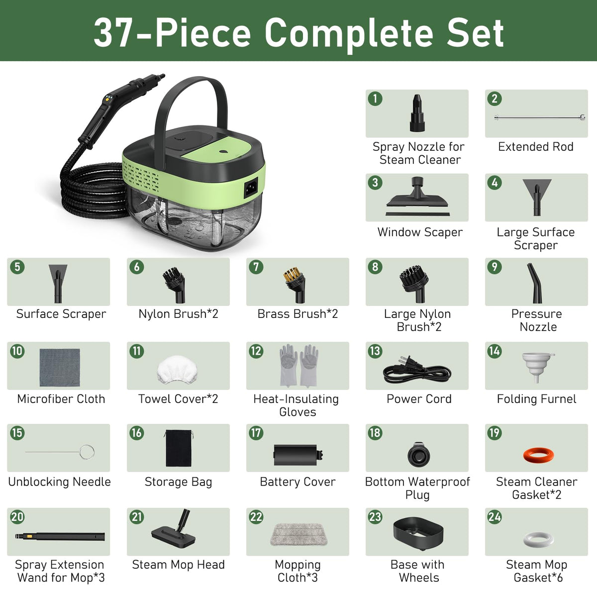 2500W Steam Mop Cleaner with 37 Accessories P4643