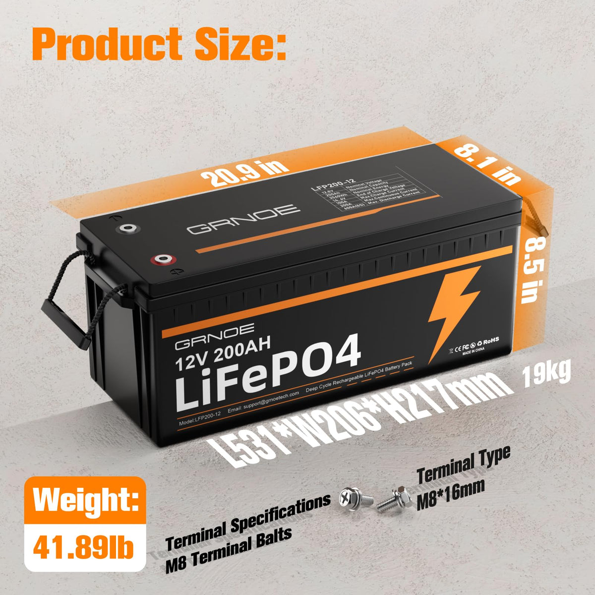 12V 200Ah LiFePO4 Lithium Battery 2Pack F76078