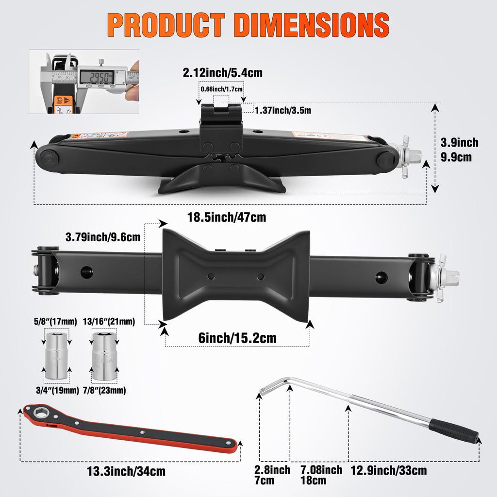1.5 Ton Scissor Jack with Ratchet Lug Wrench F770820