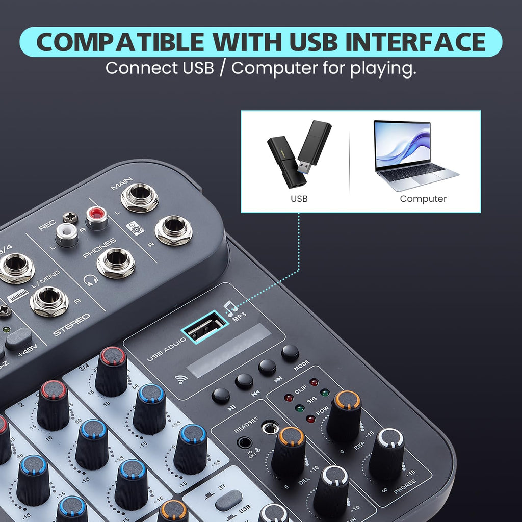 4 Channel DJ Audio Mixer with XLR 1/4" Interface A7164