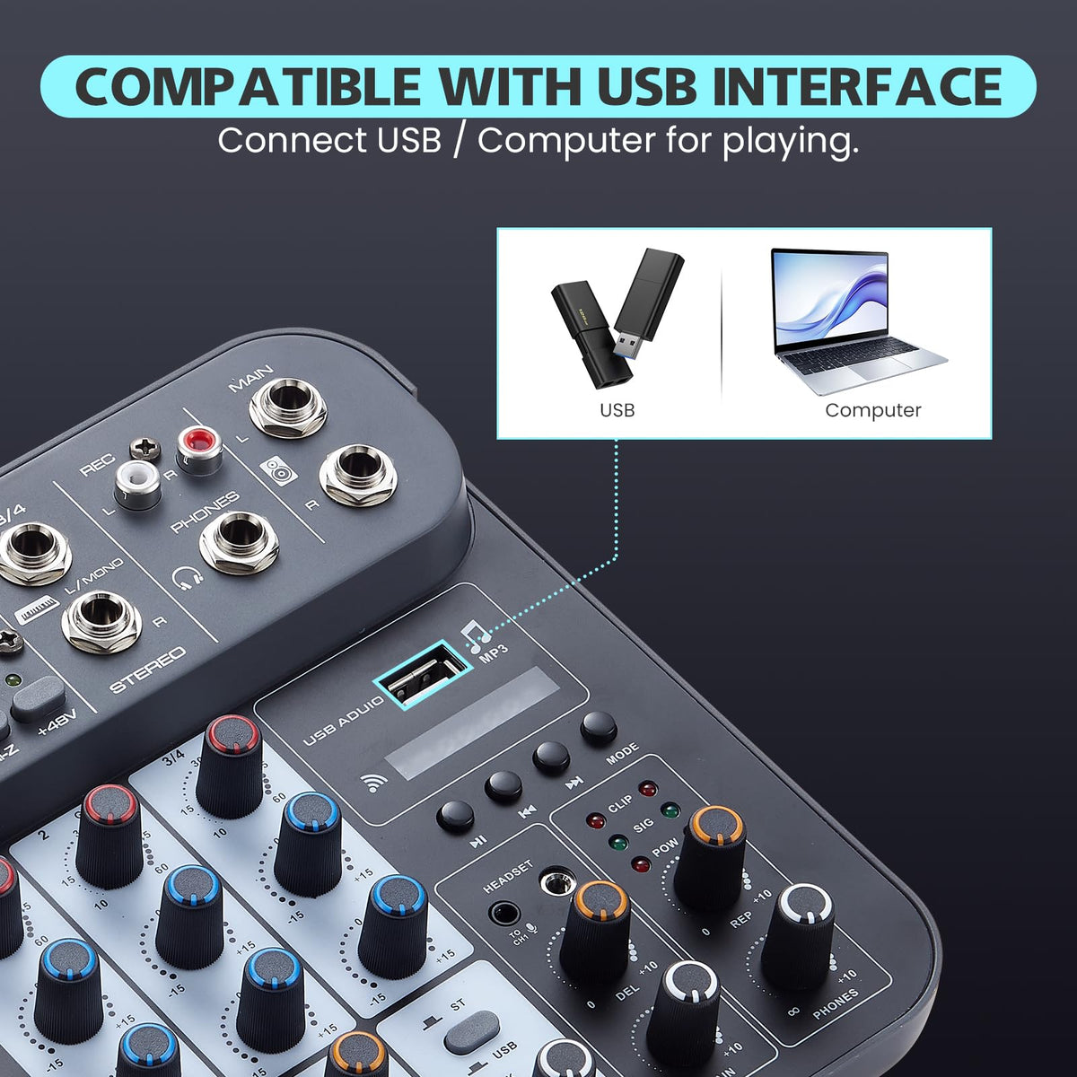 4 Channel DJ Audio Mixer with XLR 1/4" Interface A7164