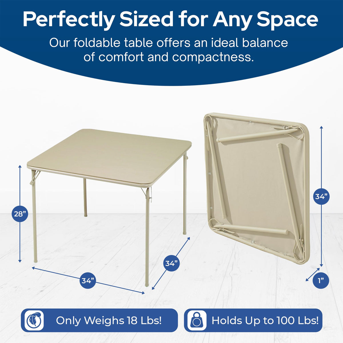 Buff Tan Square Folding Card Table Y45033