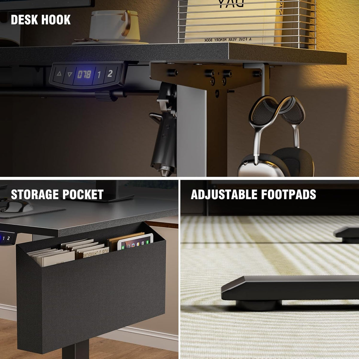 63" L Shaped Height Adjustable Standing Desk Y5475