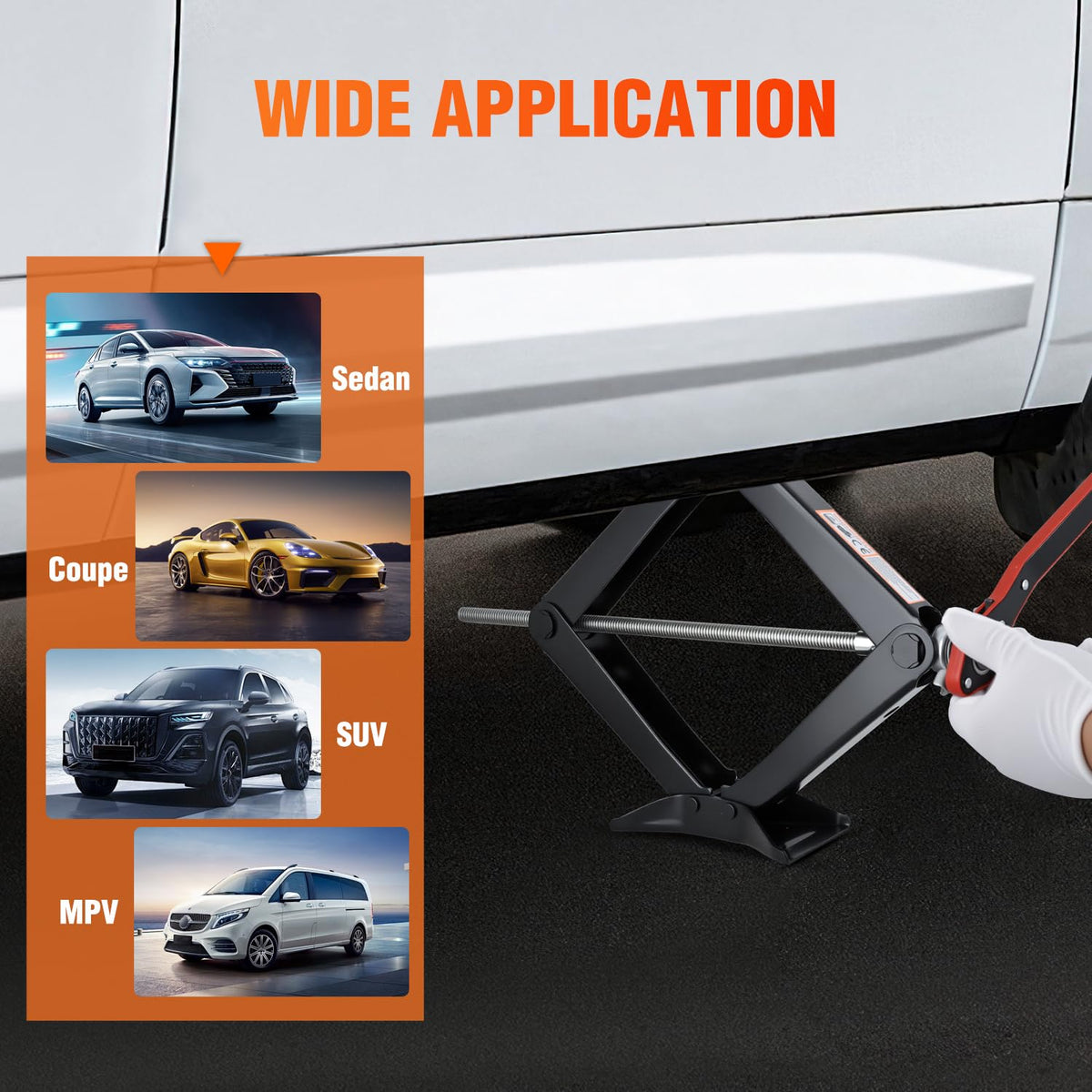1.5 Ton Scissor Jack with Ratchet Lug Wrench F770820