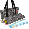 Black Paisley Mahjong Set with Soft Bag, 166 Ivory Colored Engraved Tiles, 4 All-in-One Rack/Pushers C92605