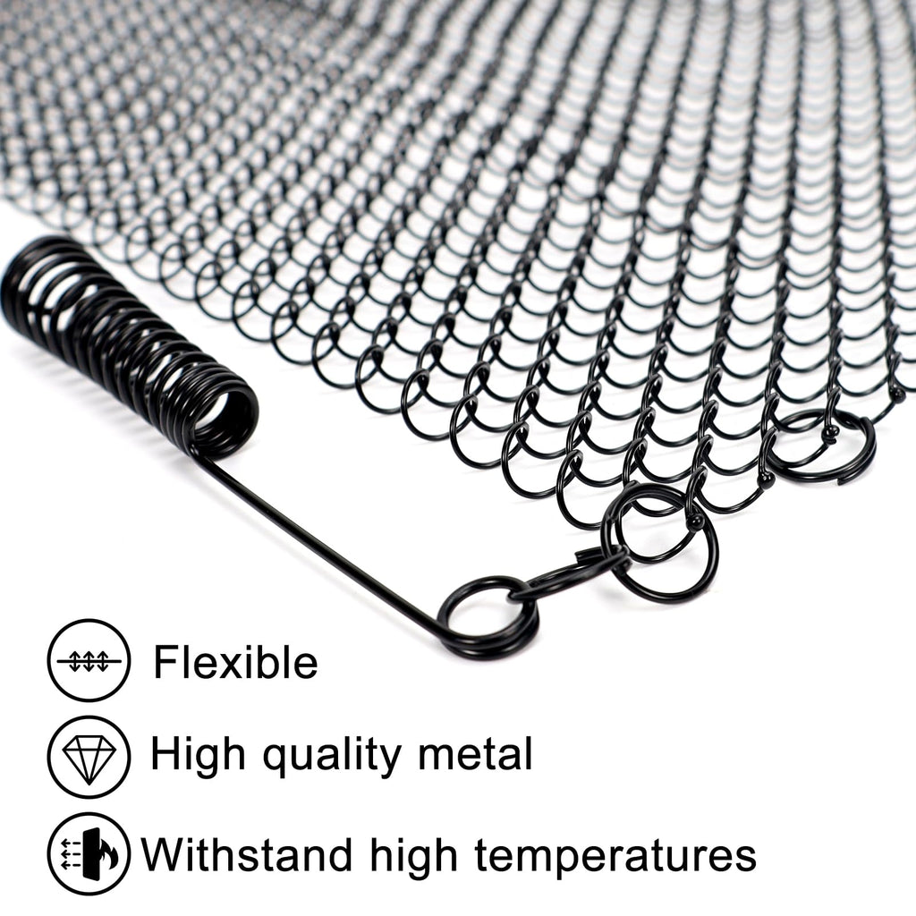 2 Pack Black Metal Fireplace Mesh Screen Curtain T1137