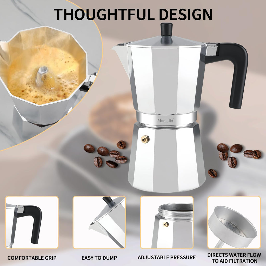 Stovetop Espresso Maker Moka Pot 10 oz Silver A302997