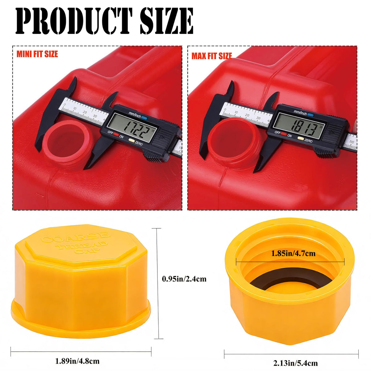 2PCS 5 Gallon Replacement Gas Can Caps Coarse Thread HDPE Y5335