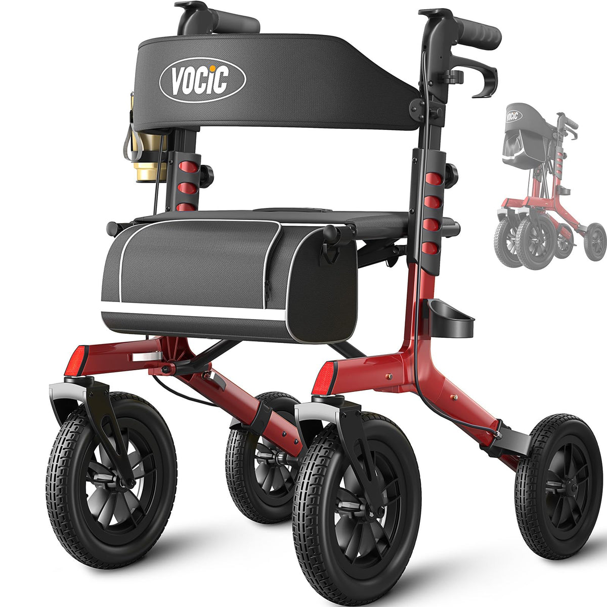 Walkers for Seniors with Seat Outdoor Rollator 12'' All Terrain I9114