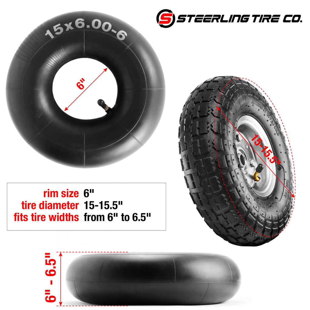 15x6.00-6" Inner Tubes, 2 Pack with TR-13 Straight Valve Stem T97557