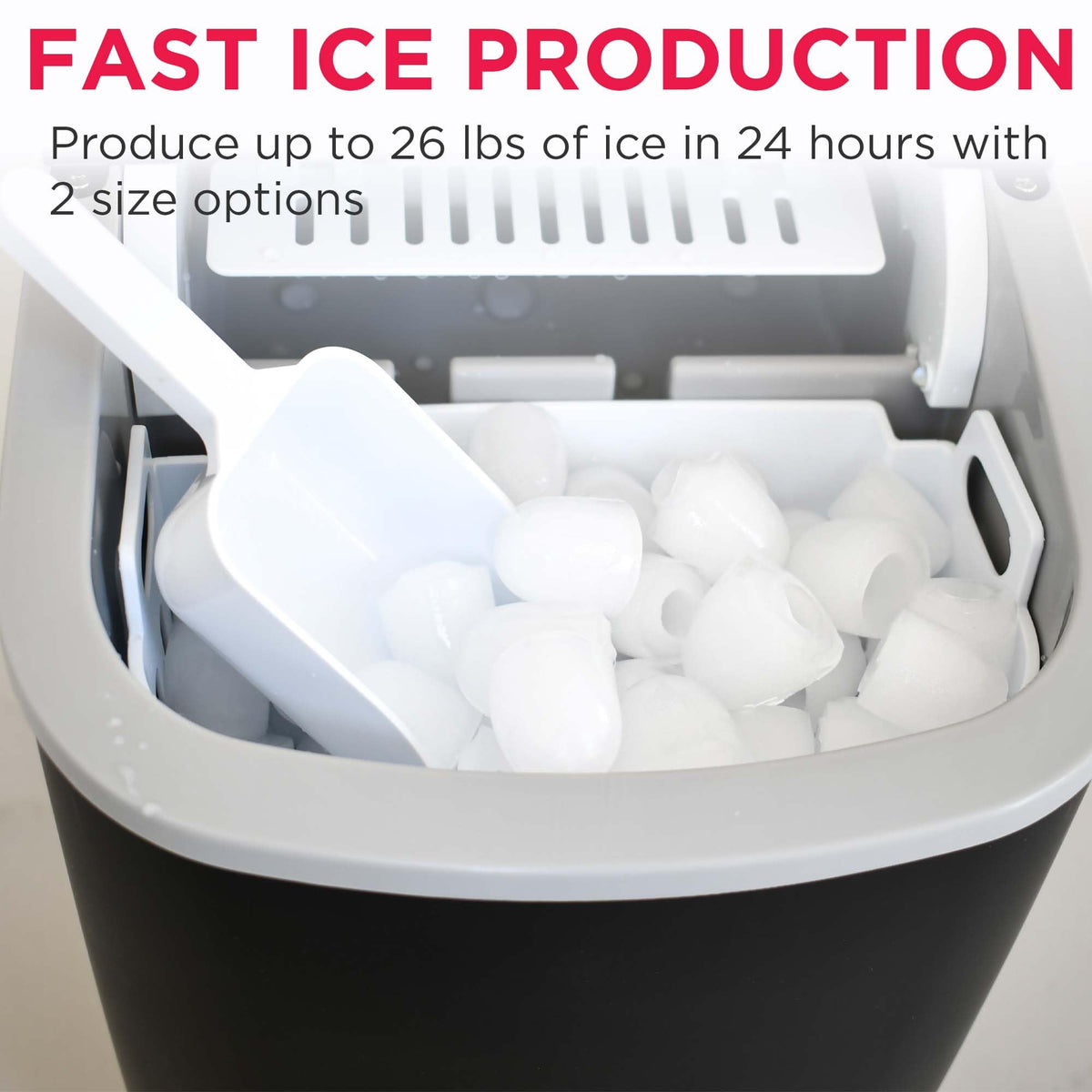 Compact Countertop Ice Maker 26 lb per Day Black H963