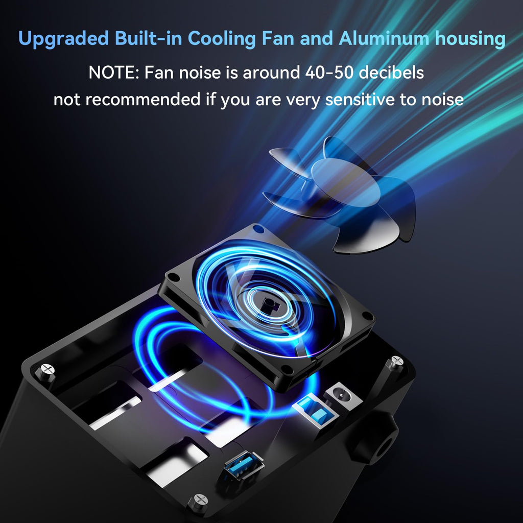 Aluminum 2 Bay Hard Drive Enclosure with Cooling Fan Y852