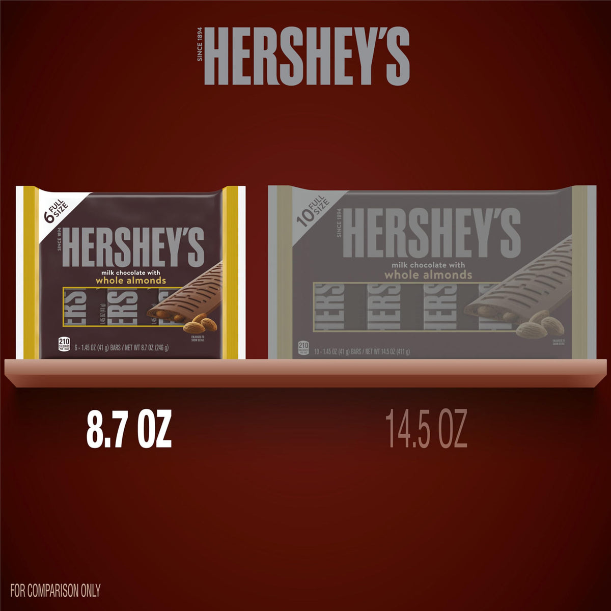 Milk Chocolate with Whole Almonds Candy Bars 1.45 oz 6 Count P349