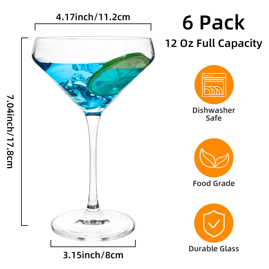 12Oz Martini Glasses Set of 6 O334