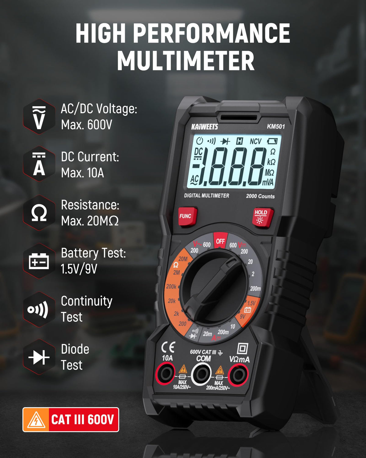 Digital Multimeter Non-Contact Voltage Tester GFCI Outlet Tester Kit X97932