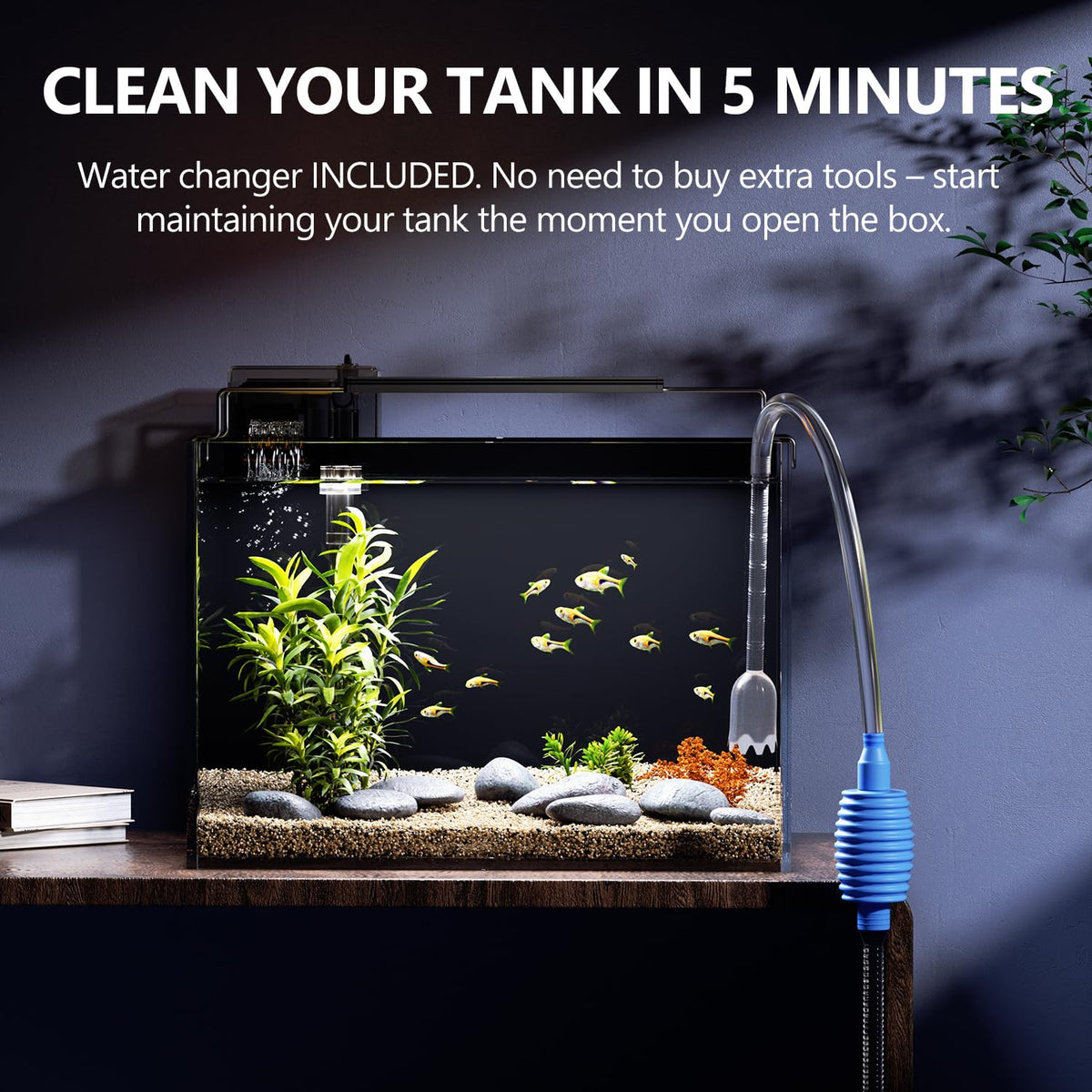 5 Gallon Glass Fish Tank Kit with Filter Light C840245