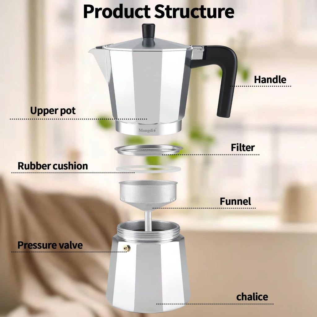 Stovetop Espresso Maker Moka Pot 10 oz Silver A302997