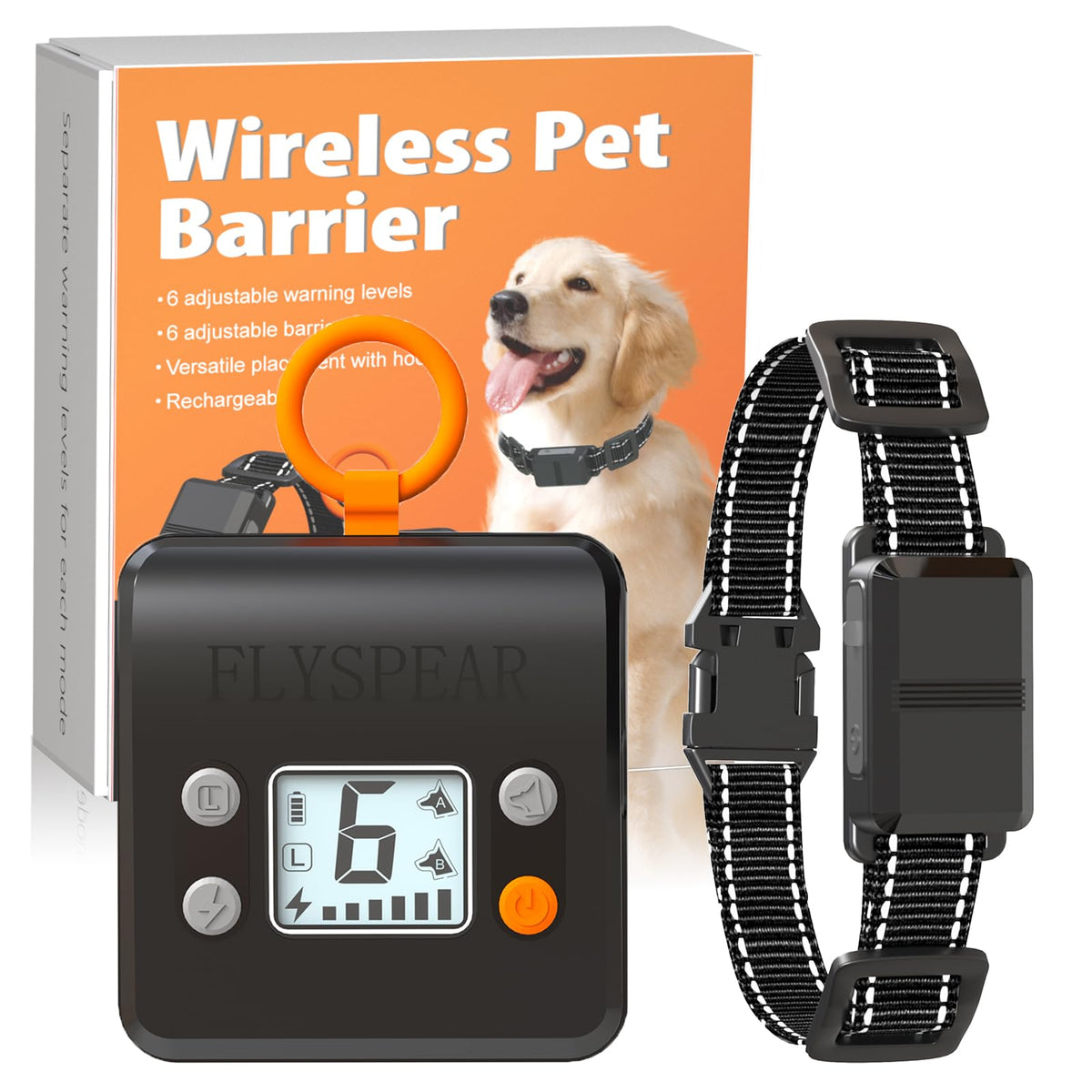Wireless Rechargeable Indoor Pet Barrier with 6 Adjustable Range O64401