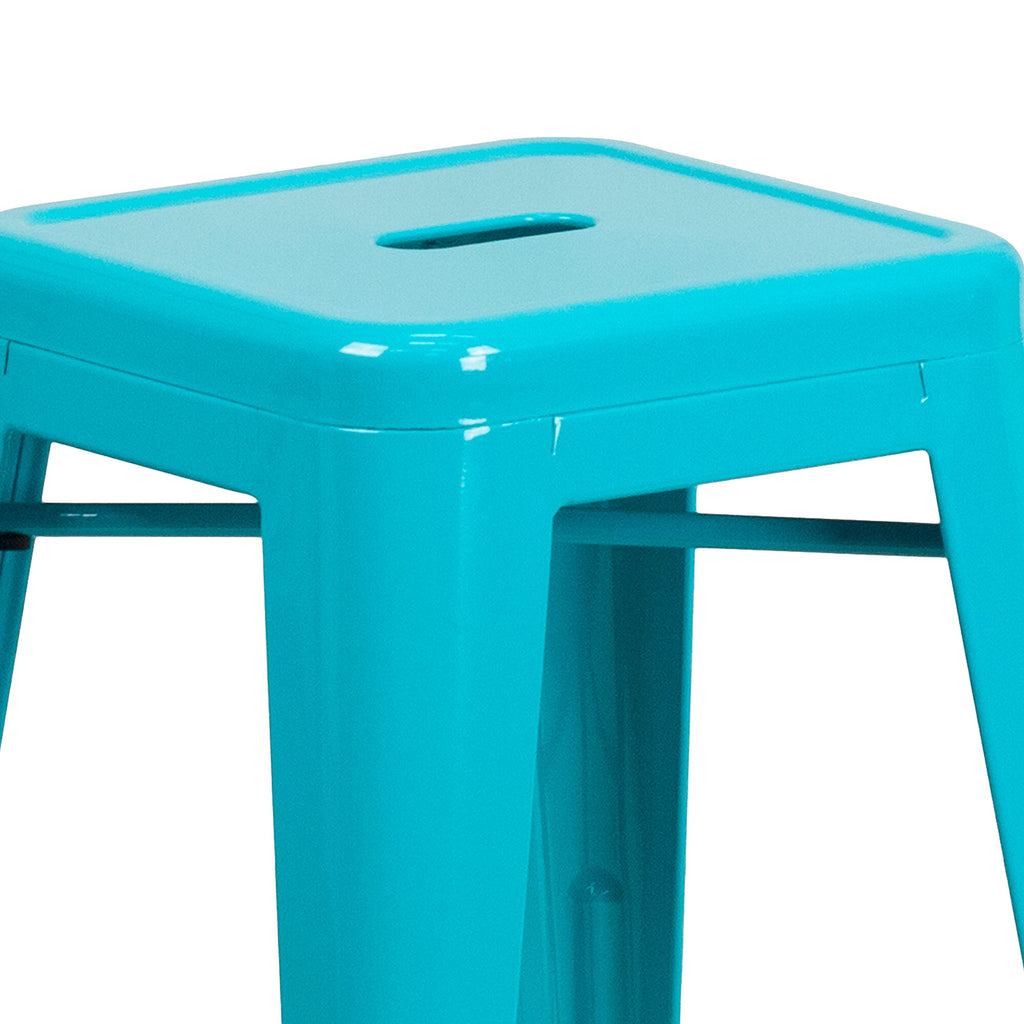 24" Teal Metal Backless Counter Height Stool A700