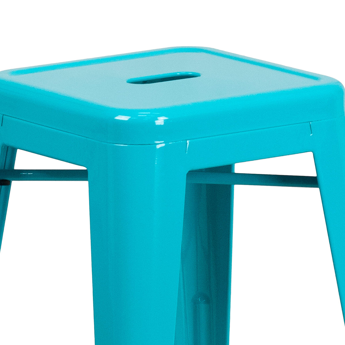 24" Teal Metal Backless Counter Height Stool A700