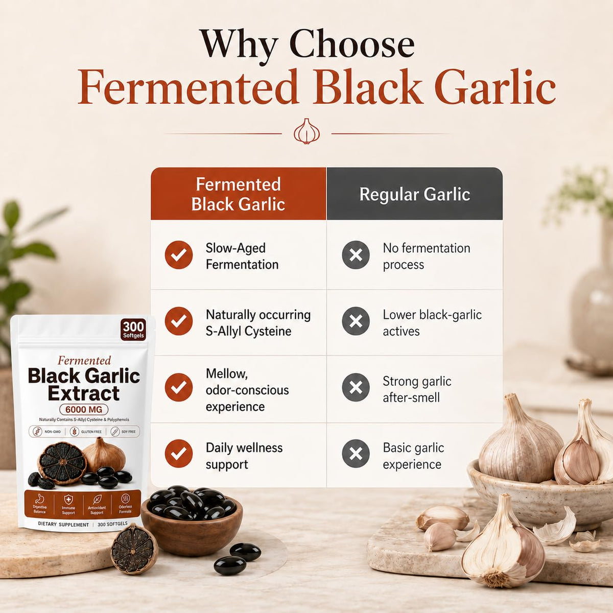 Black Garlic Extract Capsules 300 Softgels G64802