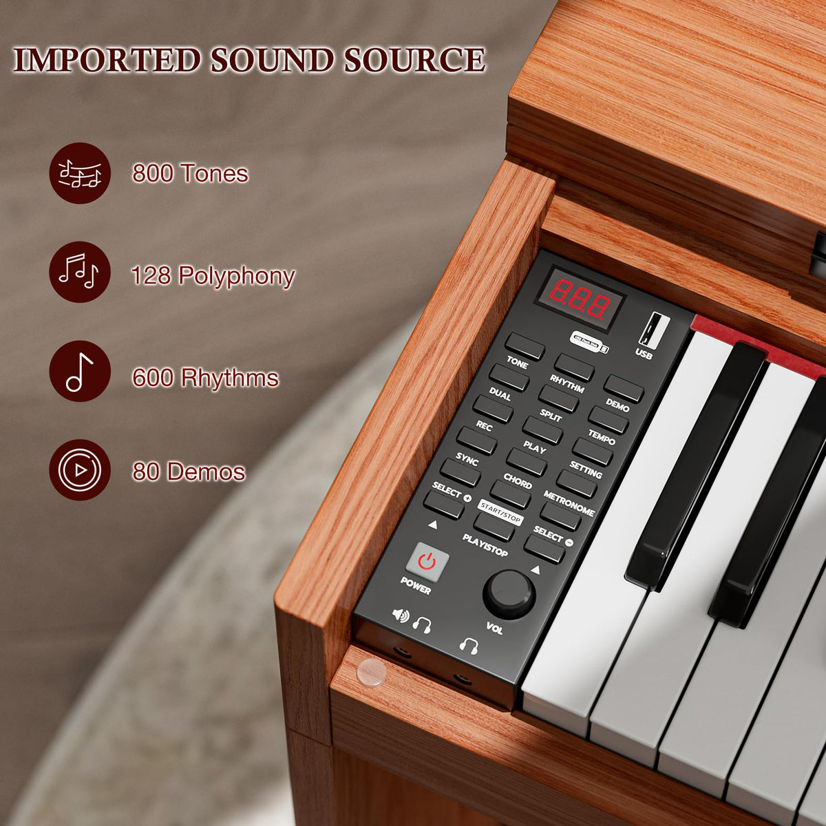 88 Weighted Keys Upright Digital Piano with Bench O959